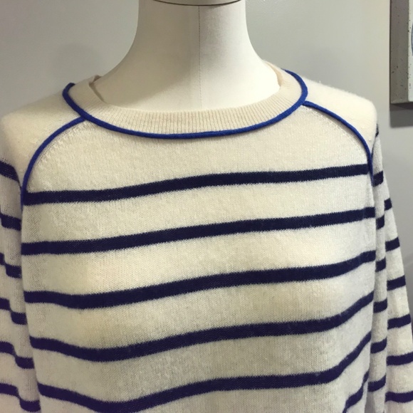 Iris & Ink 100% Cashmere striped oversized pullover sweater - Picture 4 of 15